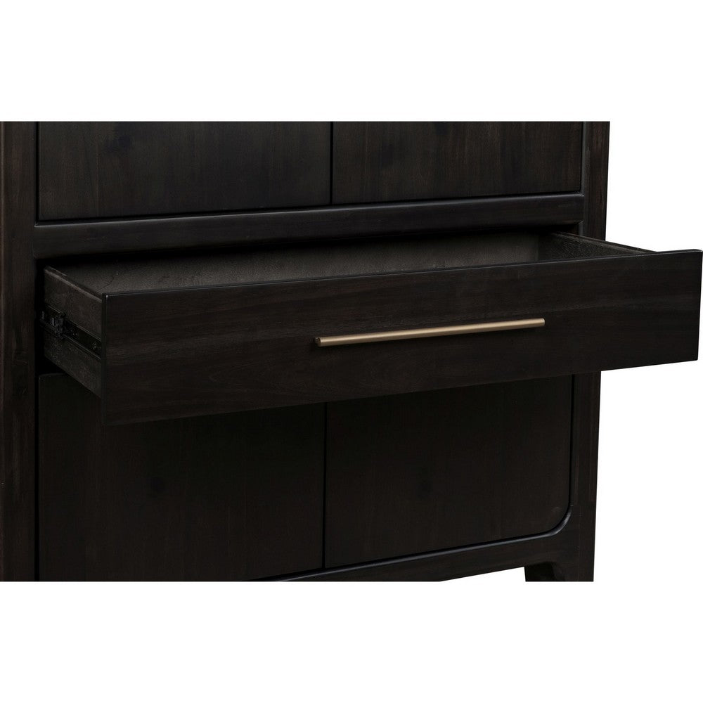 Rissa Bar Cabinet | Four Doors & Drawers | Jaguar Black Wood 66"