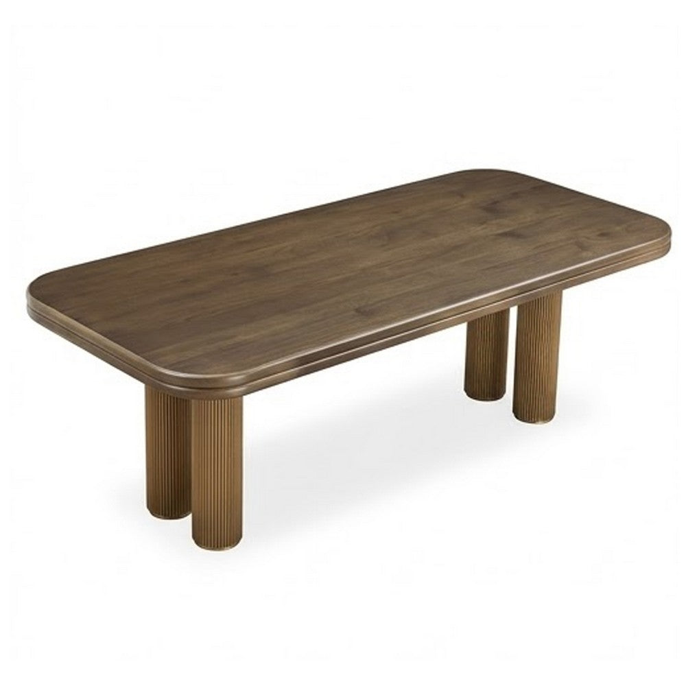 Marco Modern Dining Table with Brushed Golden Steel Legs | Walnut Wood 87"