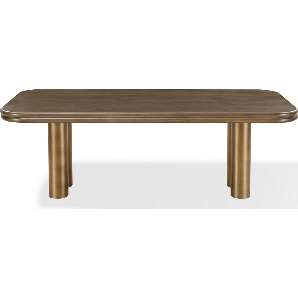 Marco Modern Dining Table with Brushed Golden Steel Legs | Walnut Wood 87"