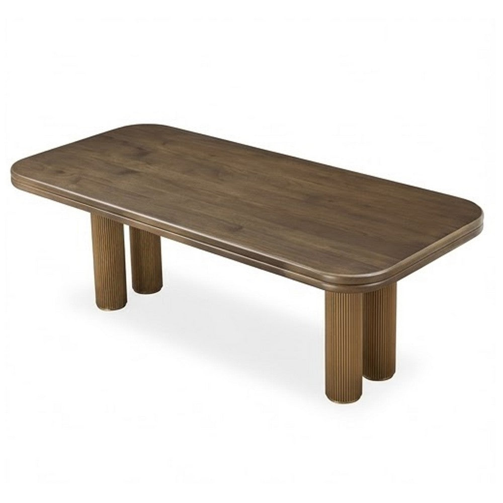 Marco Modern Dining Table with Brushed Golden Steel Legs | Walnut Wood 87"