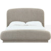 Terry Queen-Size Platform Bed | Hyena Brown Wood | Tan Chenille Fabric