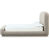 Terry Queen-Size Platform Bed | Hyena Brown Wood | Tan Chenille Fabric