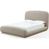 Terry Queen-Size Platform Bed | Hyena Brown Wood | Tan Chenille Fabric