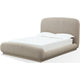 Terry Queen-Size Platform Bed | Hyena Brown Wood | Tan Chenille Fabric