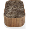Tuba Coffee Table with Casters | Natural Marble Top | Brown Wood 48"