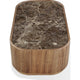 Tuba Coffee Table with Casters | Natural Marble Top | Brown Wood 48"