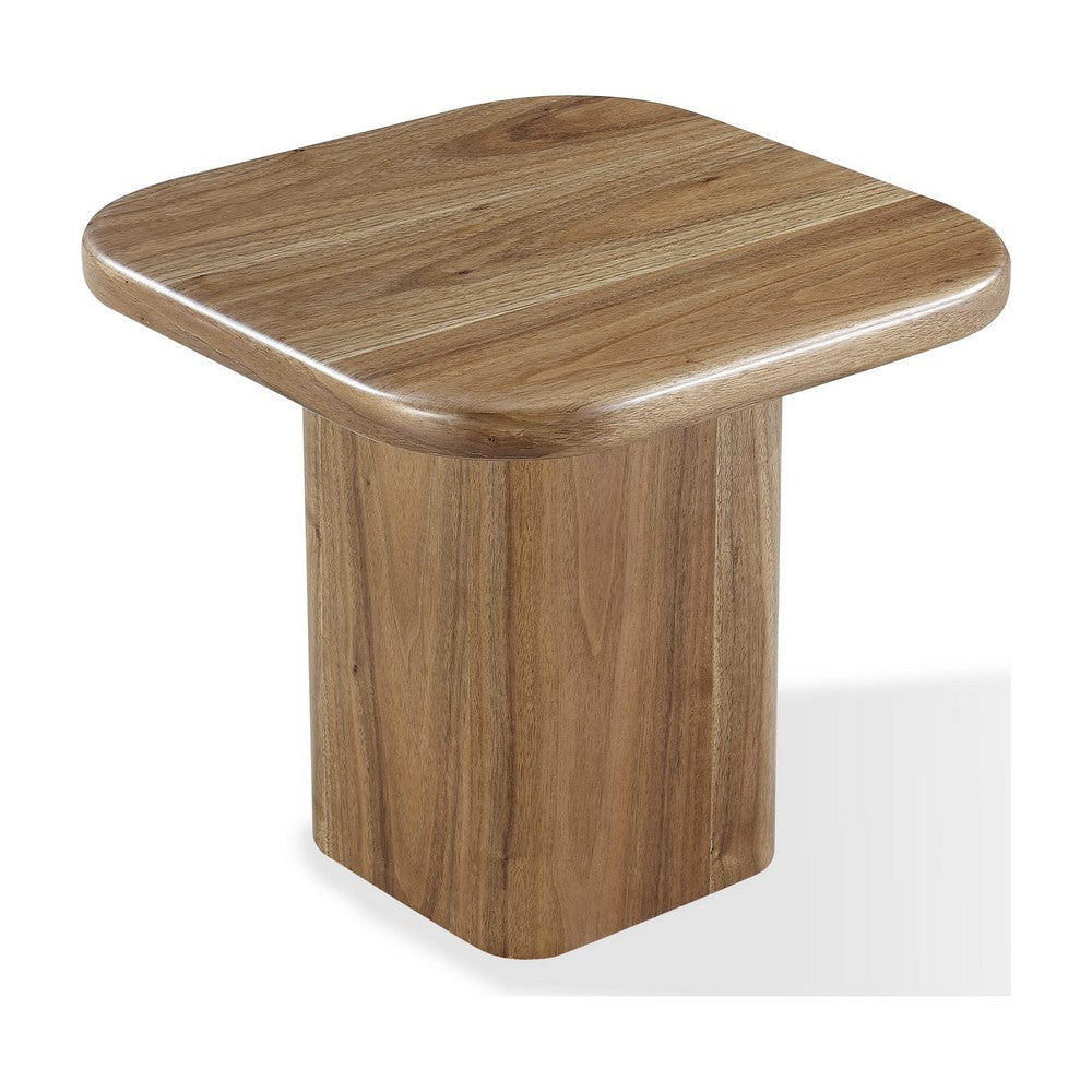 Tuba Square End Table with Rounded Edges | Mongoose Walnut Wood 22"