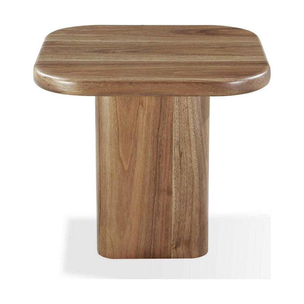 Tuba Square End Table with Rounded Edges | Mongoose Walnut Wood 22"
