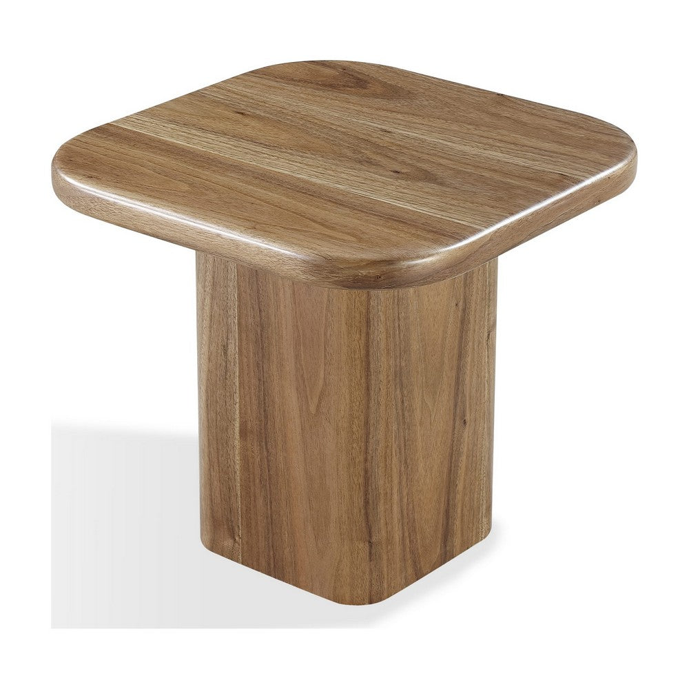 Tuba Square End Table with Rounded Edges | Mongoose Walnut Wood 22"