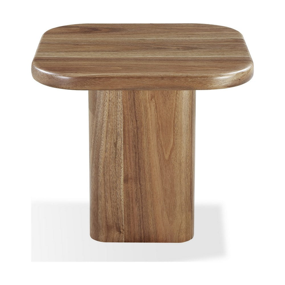 Tuba Square End Table with Rounded Edges | Mongoose Walnut Wood 22"