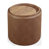Yena Storage End Table | Reversible Tray Top | Walnut Wood | Faux Leather 22"