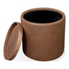 Yena Storage End Table | Reversible Tray Top | Walnut Wood | Faux Leather 22"