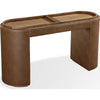 Yena Storage Console Table | Reversible Tray Top | Brown Faux Leather 54"