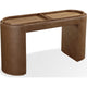 Yena Storage Console Table | Reversible Tray Top | Brown Faux Leather 54"