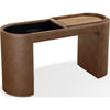 Yena Storage Console Table | Reversible Tray Top | Brown Faux Leather 54"