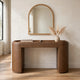 Yena Storage Console Table | Reversible Tray Top | Brown Faux Leather 54"