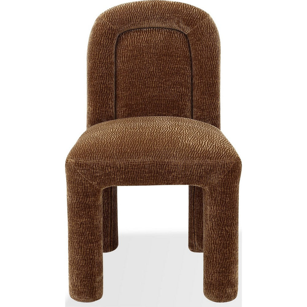 Zanny Dining Chair Set of 2 | Crowned Seat | Rounded Back | Amber Chenille
