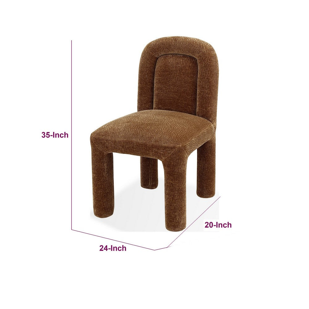 Zanny Dining Chair Set of 2 | Crowned Seat | Rounded Back | Amber Chenille