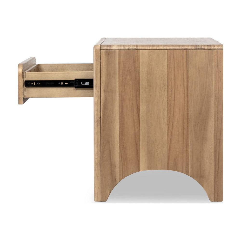 Brenda Nightst& with Open Shelf & Drawer | Brioche Acacia Wood