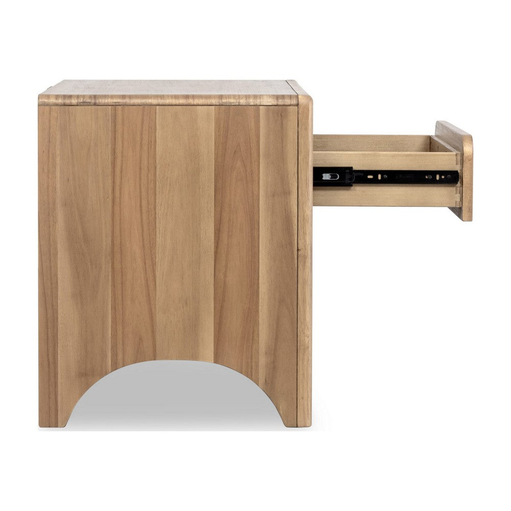 Brenda Nightst& with Open Shelf & Drawer | Brioche Acacia Wood