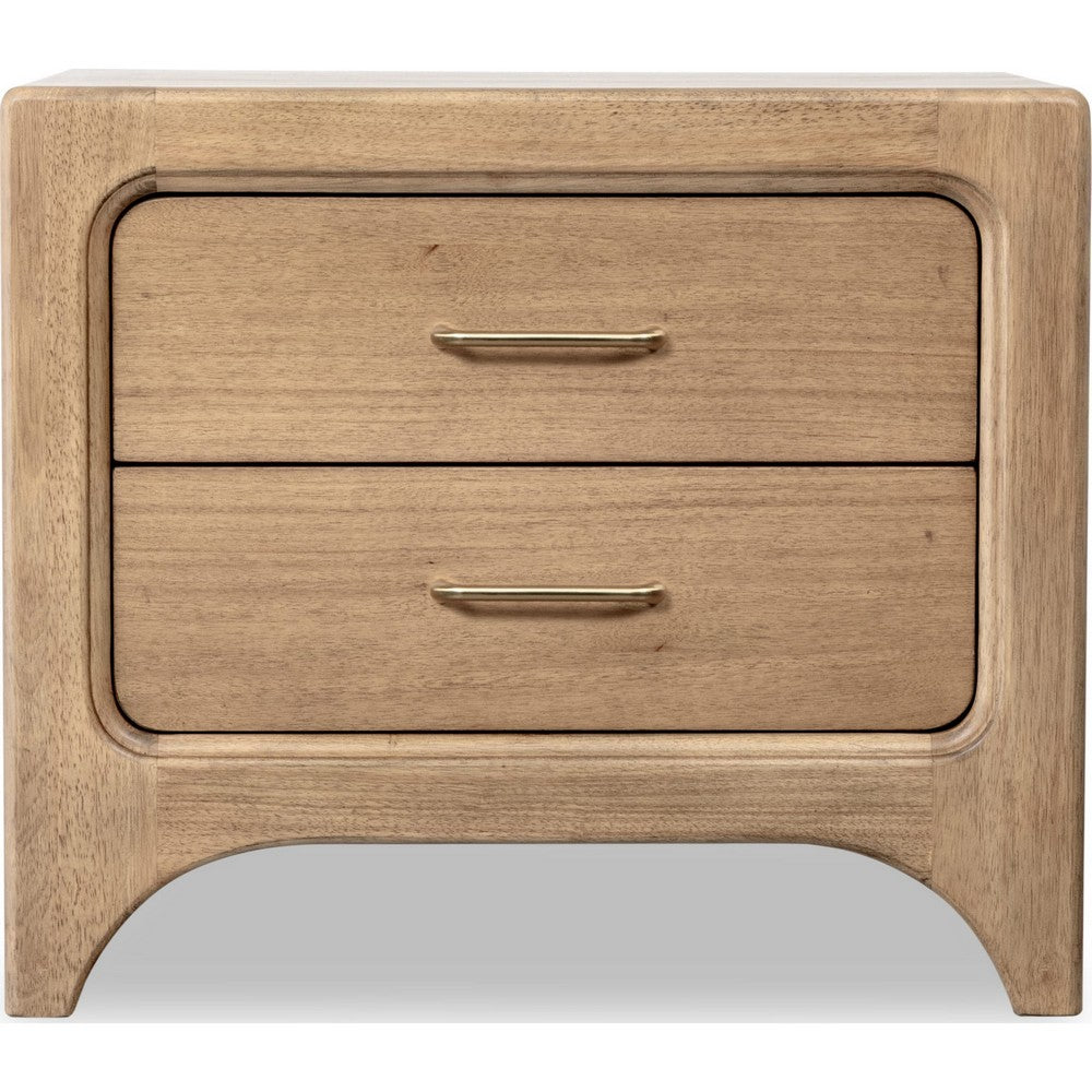Brenda Nightst& with 2 Drawers | Brioche Acacia Wood-Rubberwood