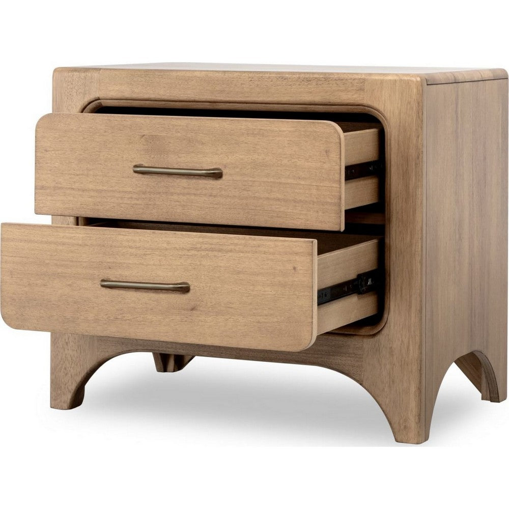 Brenda Nightst& with 2 Drawers | Brioche Acacia Wood-Rubberwood