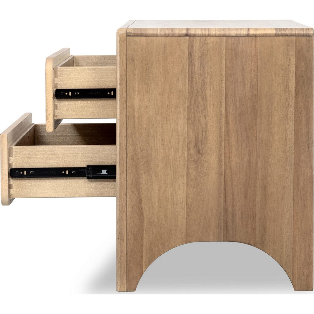 Brenda Nightst& with 2 Drawers | Brioche Acacia Wood-Rubberwood