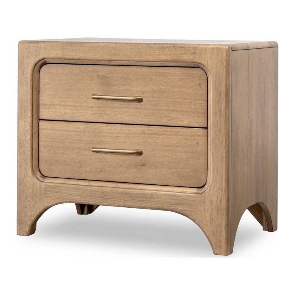 Brenda Nightst& with 2 Drawers | Brioche Acacia Wood-Rubberwood