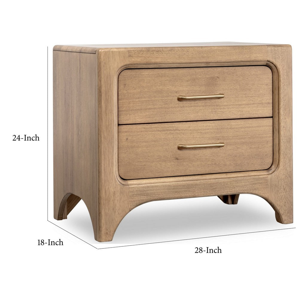 Brenda Nightst& with 2 Drawers | Brioche Acacia Wood-Rubberwood