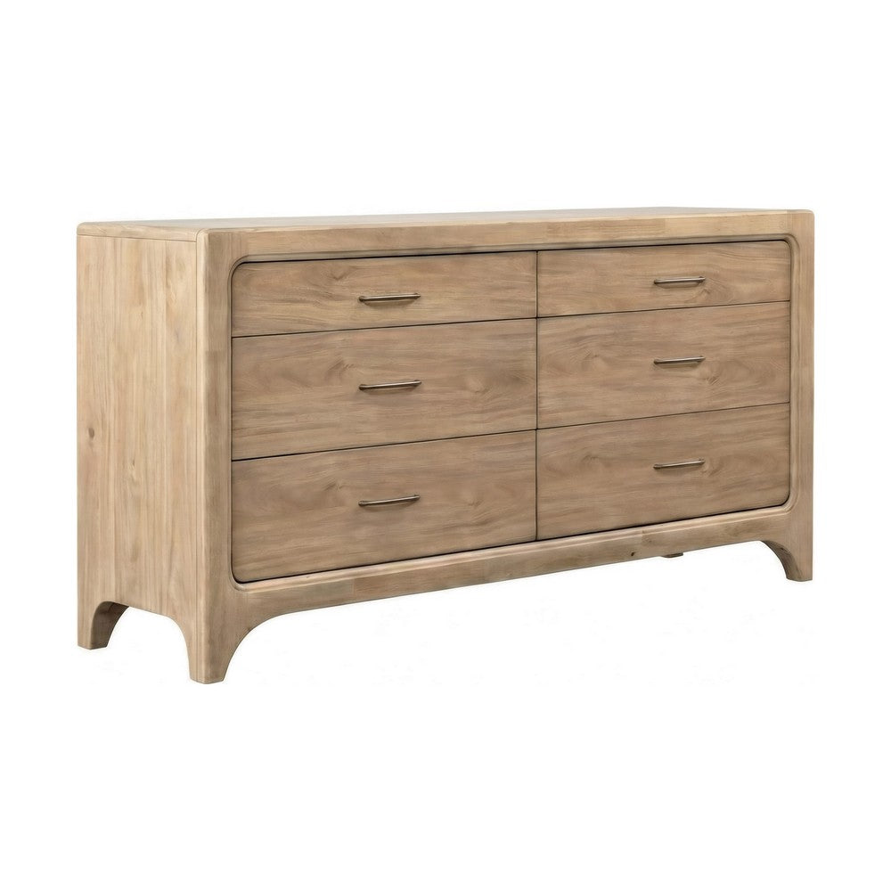 Brenda Wide Dresser with 6 Drawers | Brioche Acacia Wood