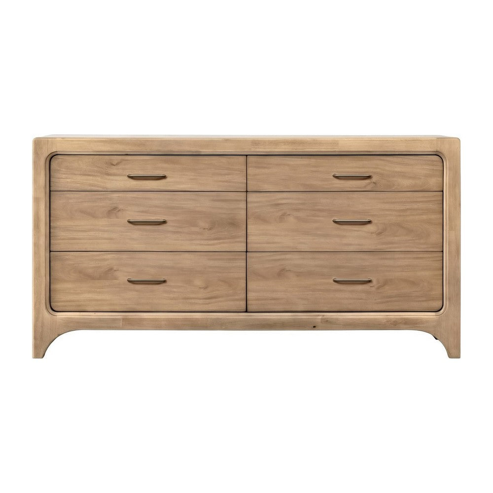 Brenda Wide Dresser with 6 Drawers | Brioche Acacia Wood