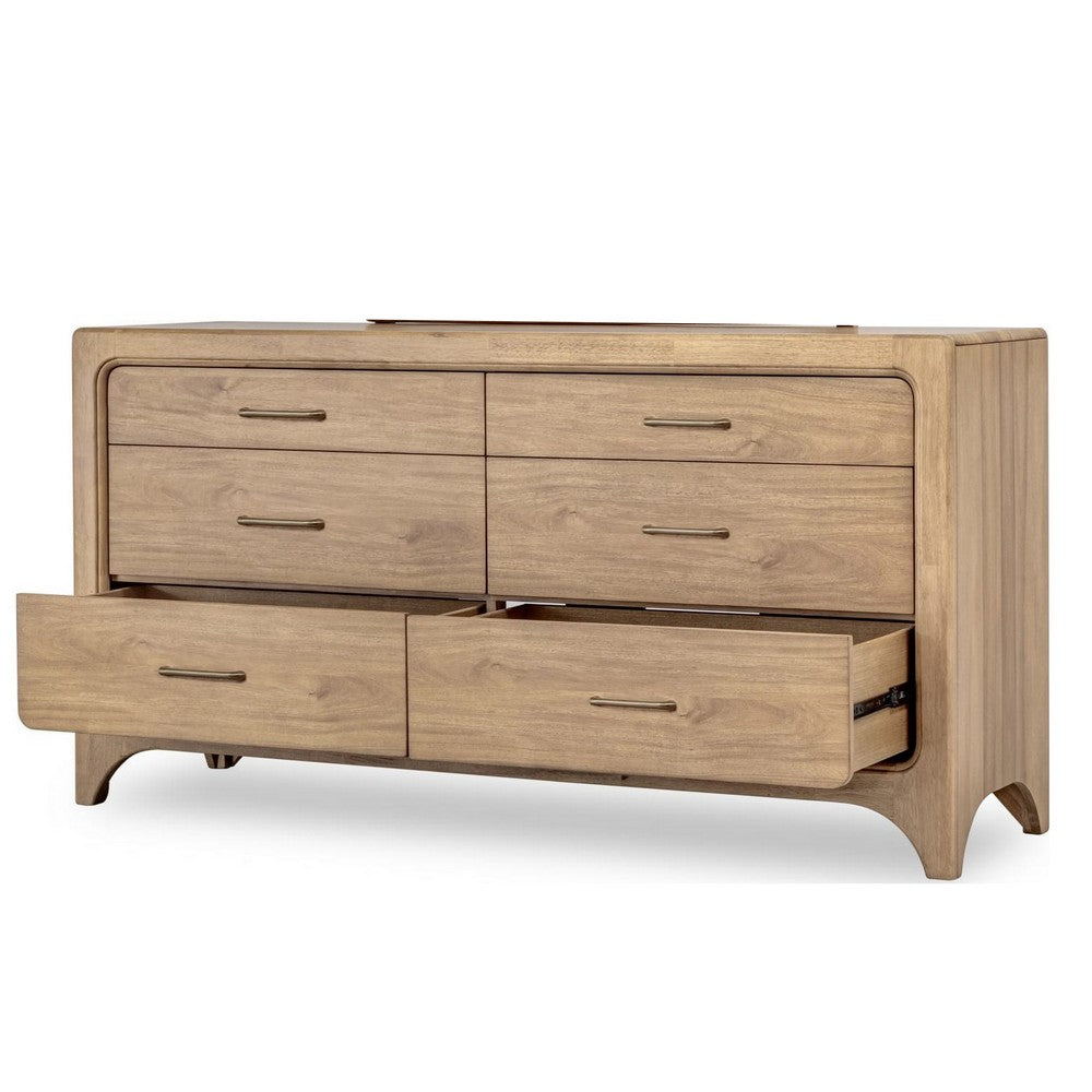 Brenda Wide Dresser with 6 Drawers | Brioche Acacia Wood