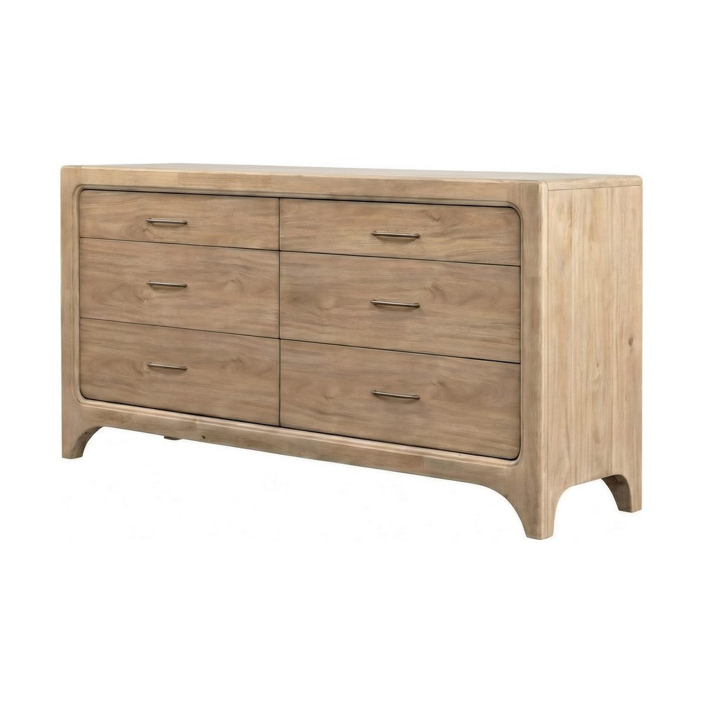 Brenda Wide Dresser with 6 Drawers | Brioche Acacia Wood