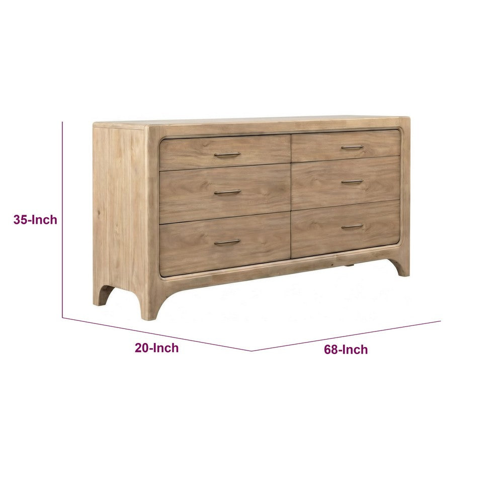 Brenda Wide Dresser with 6 Drawers | Brioche Acacia Wood