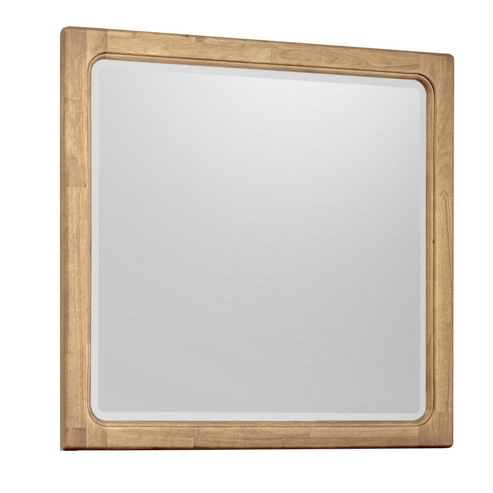 Brenda Wall or Dresser Mirror with Rounded Frame | Brioche Wood 38x40