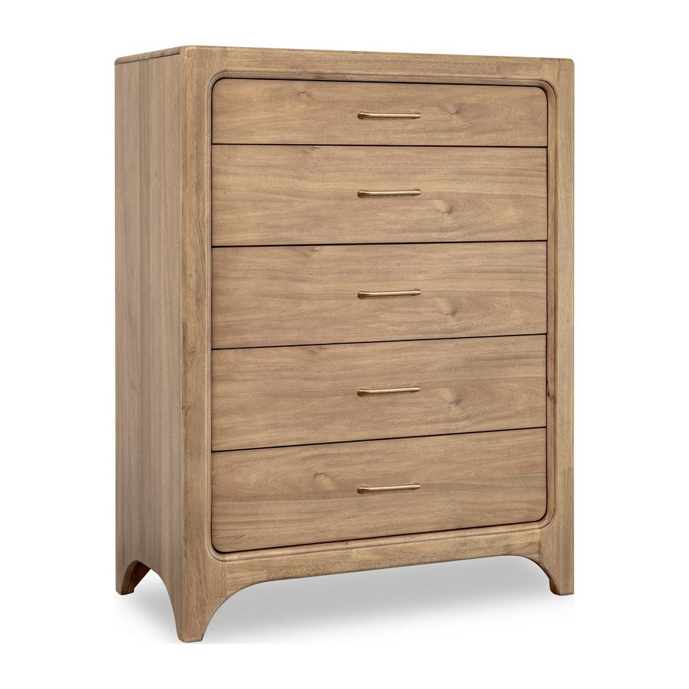 Brenda Tall Dresser Chest with 5 Drawers | Brioche Acacia Wood