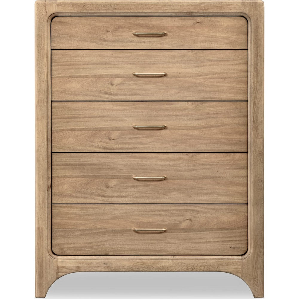Brenda Tall Dresser Chest with 5 Drawers | Brioche Acacia Wood