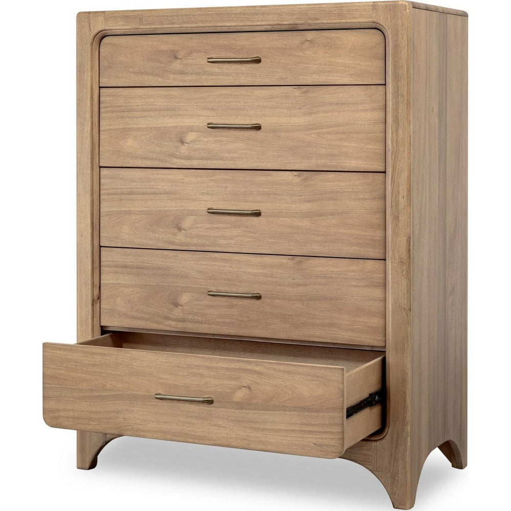 Brenda Tall Dresser Chest with 5 Drawers | Brioche Acacia Wood
