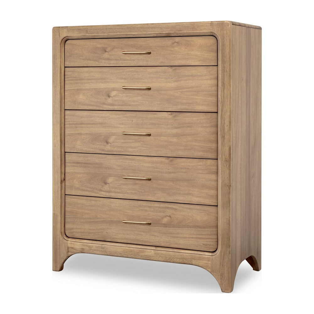 Brenda Tall Dresser Chest with 5 Drawers | Brioche Acacia Wood