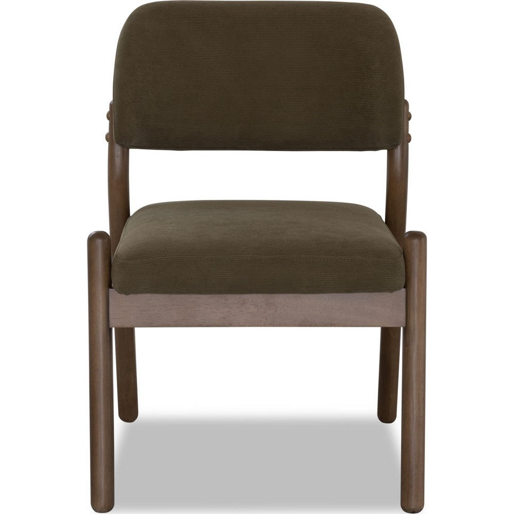 Asher Dining Chair | Barrel Back | Solid Wood | Moss Green Fabric