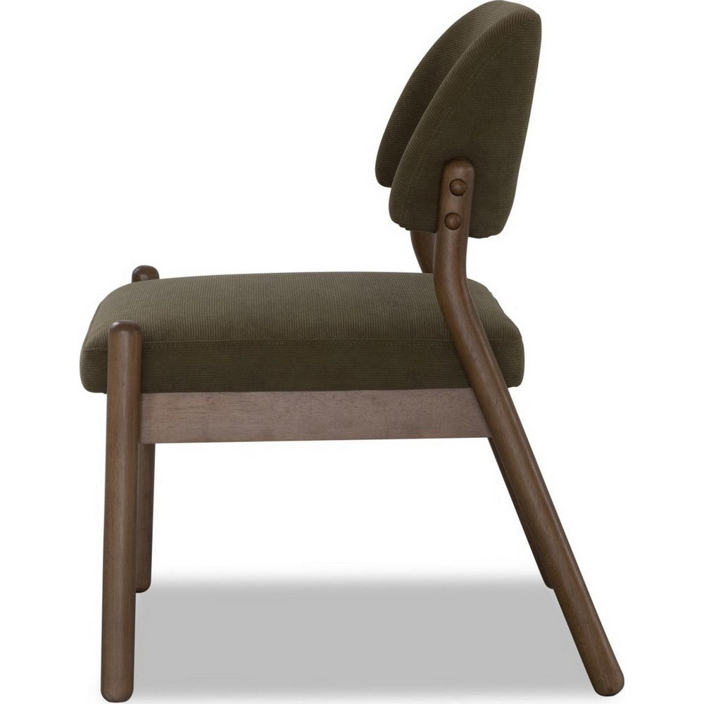 Asher Dining Chair | Barrel Back | Solid Wood | Moss Green Fabric
