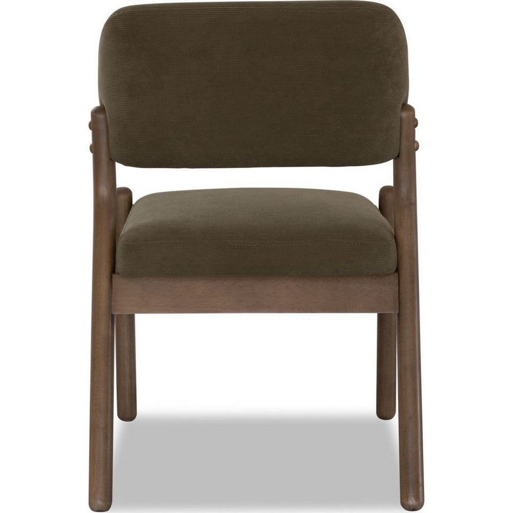 Asher Dining Chair | Barrel Back | Solid Wood | Moss Green Fabric