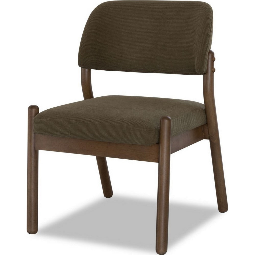 Asher Dining Chair | Barrel Back | Solid Wood | Moss Green Fabric