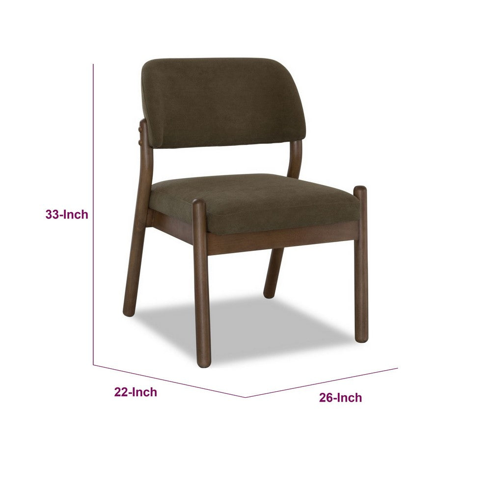 Asher Dining Chair | Barrel Back | Solid Wood | Moss Green Fabric