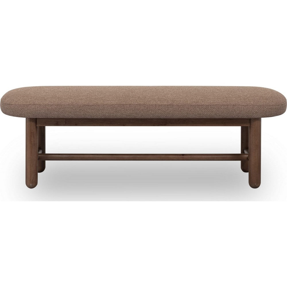 Asher Oval Dining Bench | Linen Fabric Seat | Claystone Brown 60"