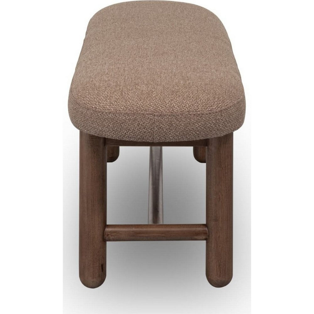 Asher Oval Dining Bench | Linen Fabric Seat | Claystone Brown 60"