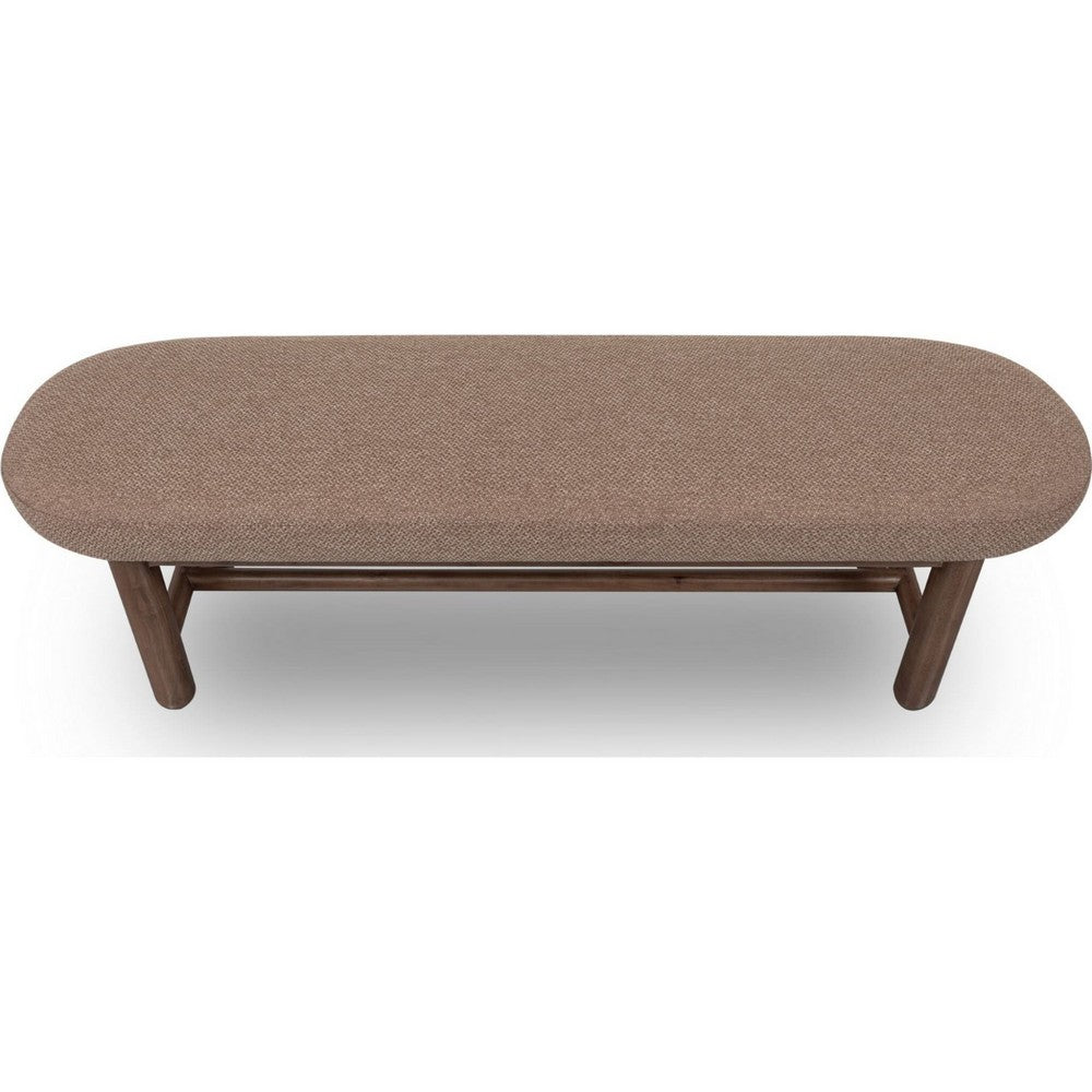 Asher Oval Dining Bench | Linen Fabric Seat | Claystone Brown 60"