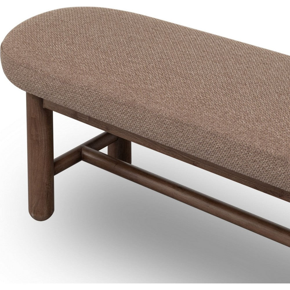 Asher Oval Dining Bench | Linen Fabric Seat | Claystone Brown 60"