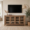 Asher Sideboard with 4 Doors | Glass Fronts | Claystone Brown Wood 68"