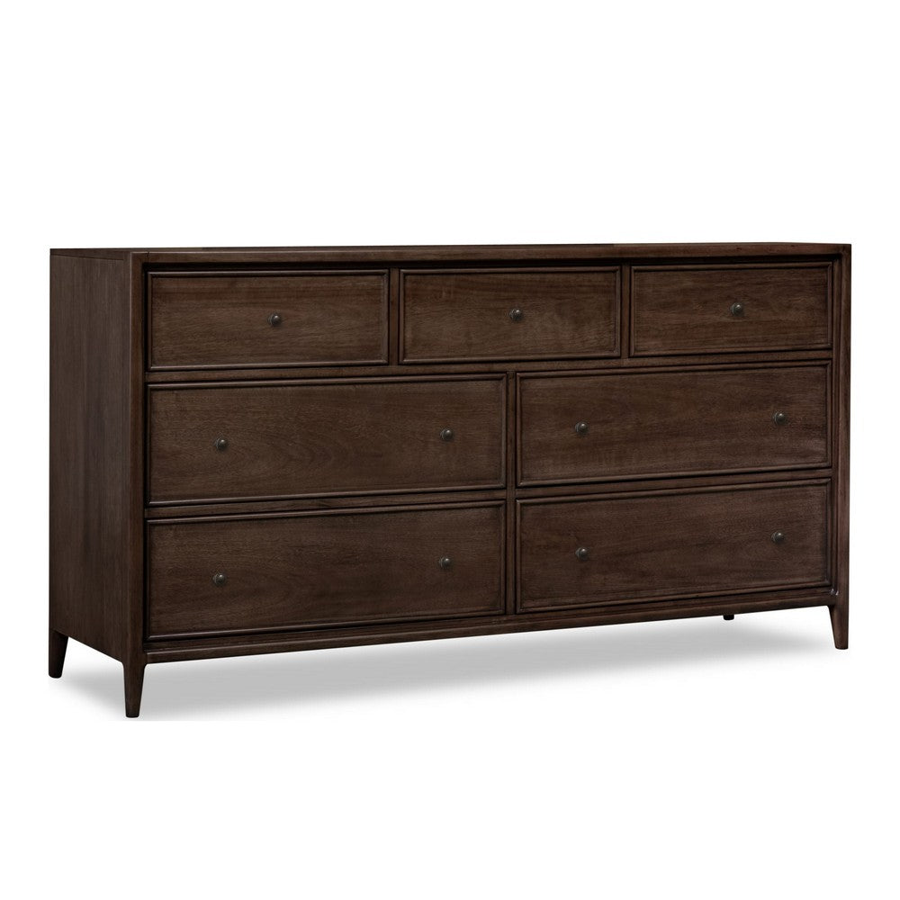 Carlos Wide Dresser with 7 Drawers | Pecan Brown Solid Mango Wood